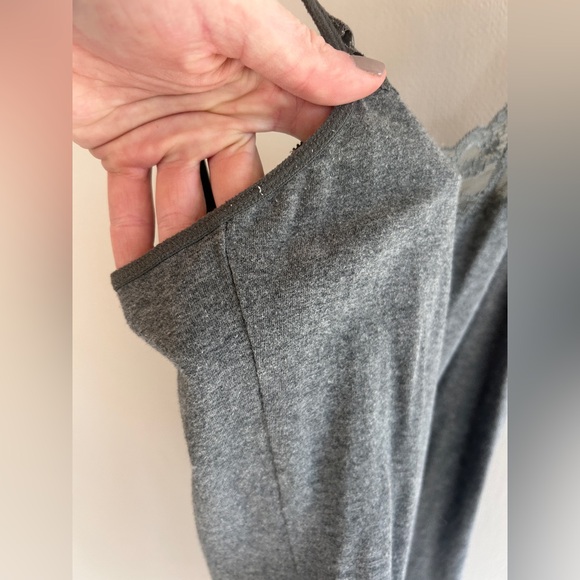 Y2K EXPRESS Lace Trim Cami Tank Top Stretch Gray Camisole Coquette Indie Size M - Picture 4 of 10